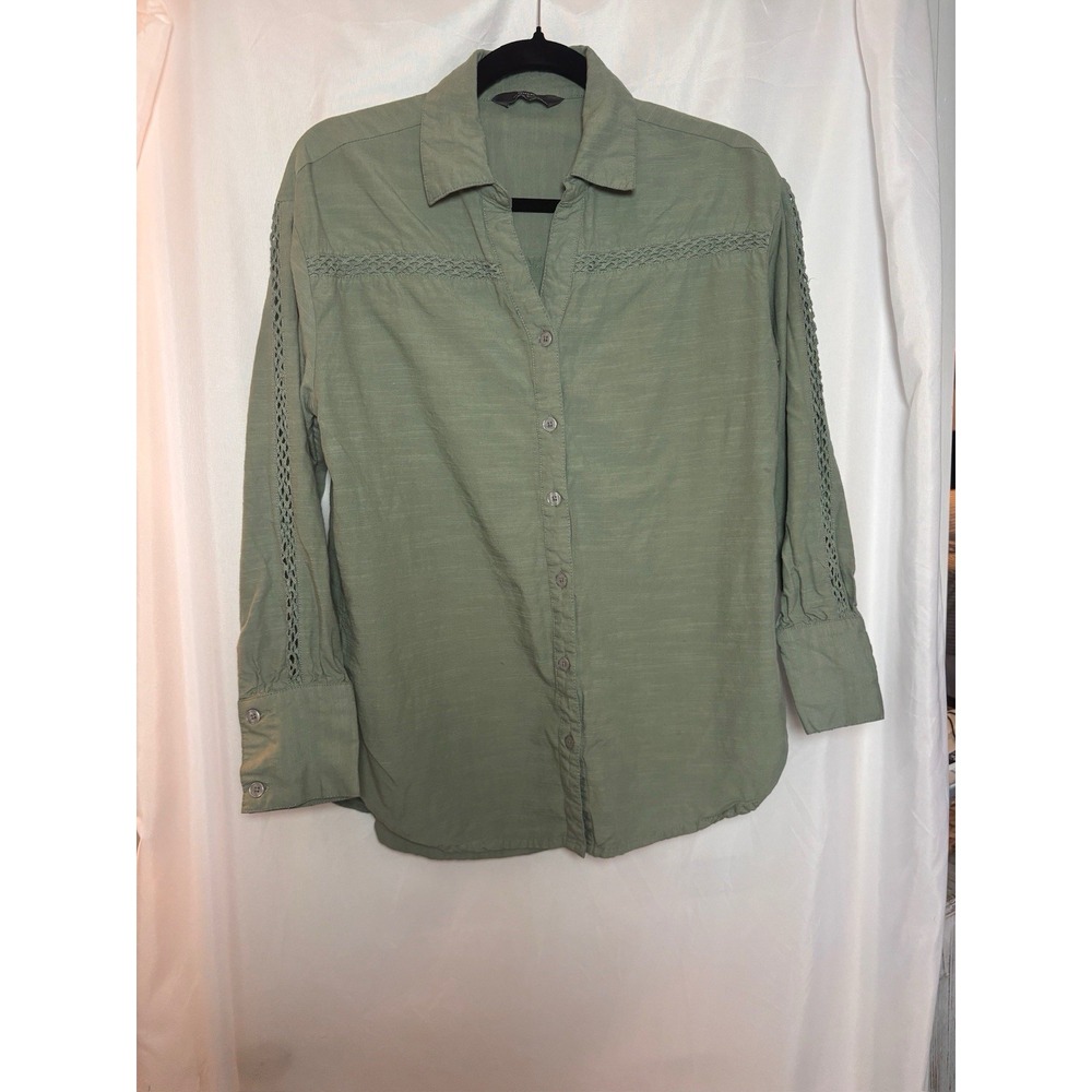 Max Women's Long Sleeve Western Button Down Oversized Shirt Green UK Size 10 US6